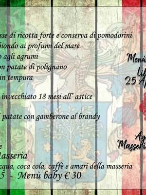 🍽️ Festeggia il 25 Aprile con noi! . Alla Masseria Alberotanza ti aspetta un pranzo speciale immerso nella natura! 🌿 Gusta un menu ricco di sapori autentici e vivi una giornata all’insegna del buon cibo e della convivialità. . 📅 Quando? Giovedì 25 aprile 2025, a pranzo 📍 Dove? Agriturismo Masseria Alberotanza 📞 Prenotazioni al 3337845113 . ✨ Il ristorante è aperto tutte le domeniche e su prenotazione. Ti aspettiamo! . #RistoranteTipico #SaporiAutentici #Pranzo25Aprile #gustotradizionale